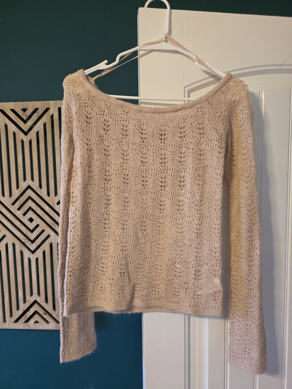 American Eagle Outfitters Off-the-Shoulder Knit Sweater in Blush Pink